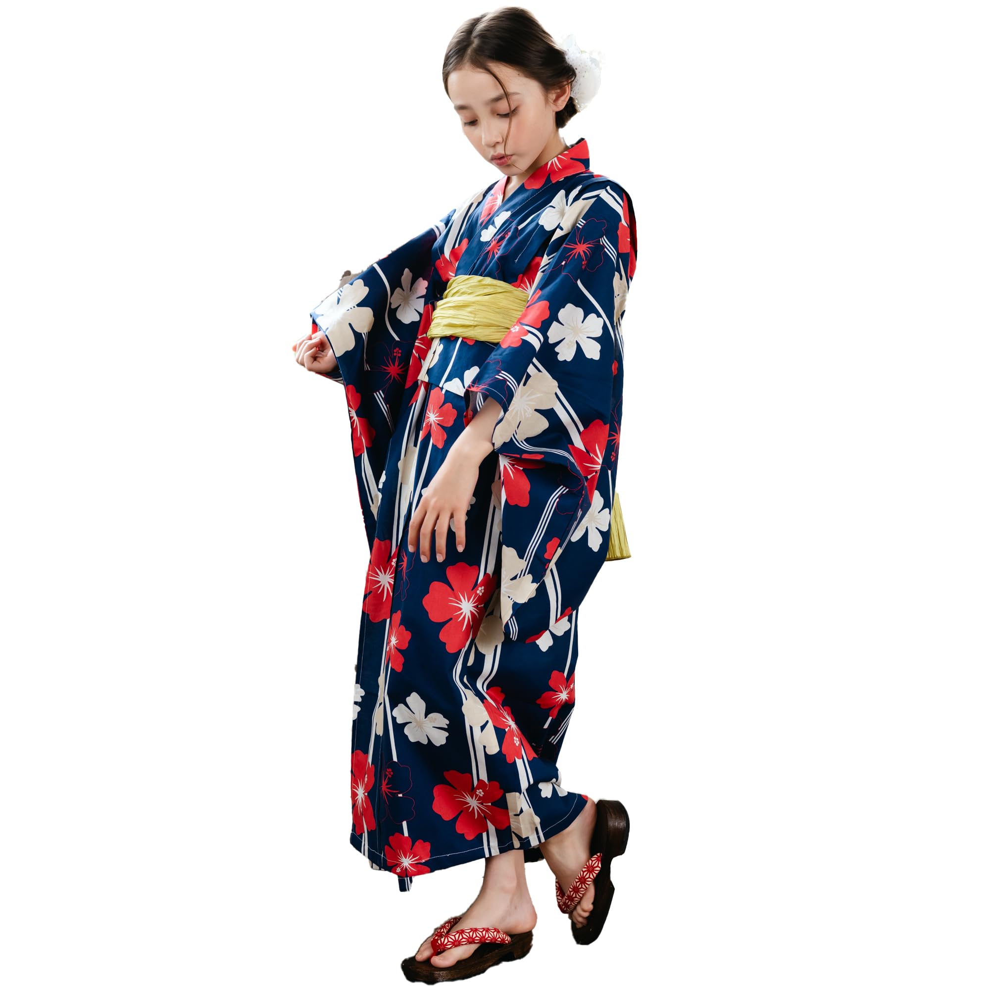 平和屋着物∴夏物　浴衣　子供　女の子　舞花文　綿　逸品　CABB6481ng 平和屋着物∴夏物 浴衣 子供 女の子 舞花文 綿 逸品 CABB6481ngの通販